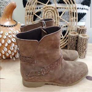 Teva De La Vina Women's 9/40 Waterproof Suede Ankle Boots Braided Strap Brown